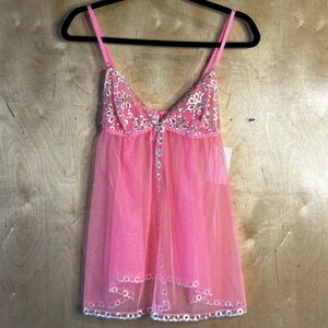 LN Victorias Secret Hot Pink Babydoll Nighty Medium